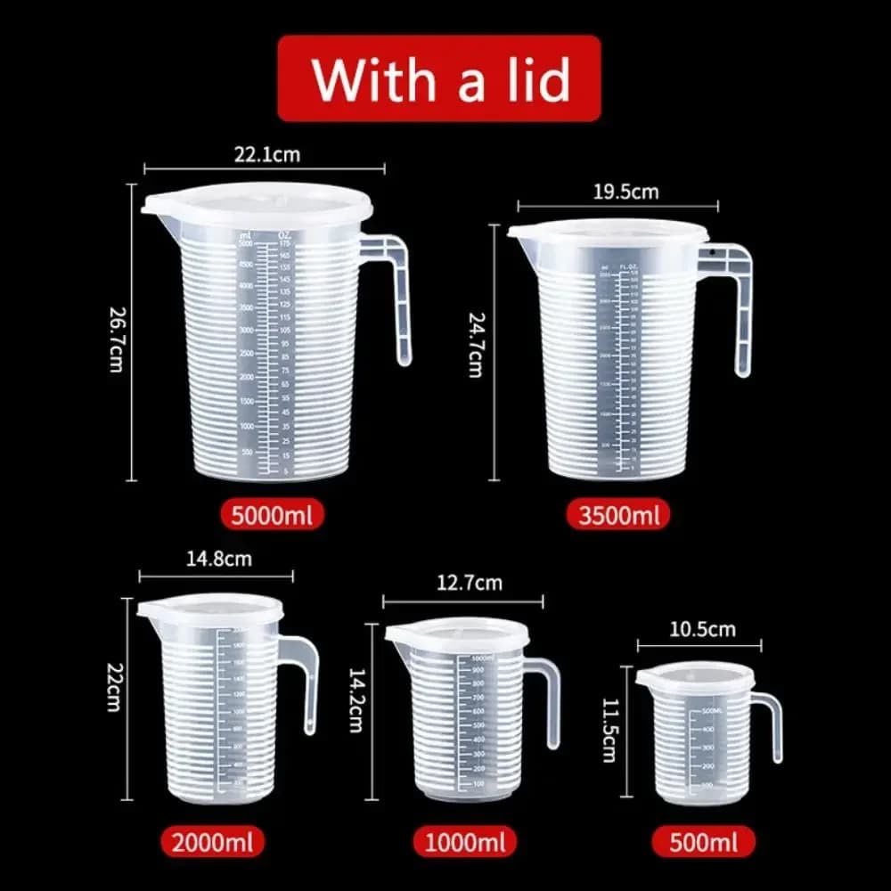 Elintarvikekelpoinen mittakannu asteikolla 100–5000 ml