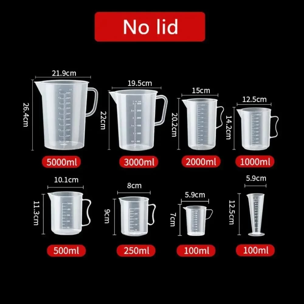 Elintarvikekelpoinen mittakannu asteikolla 100–5000 ml