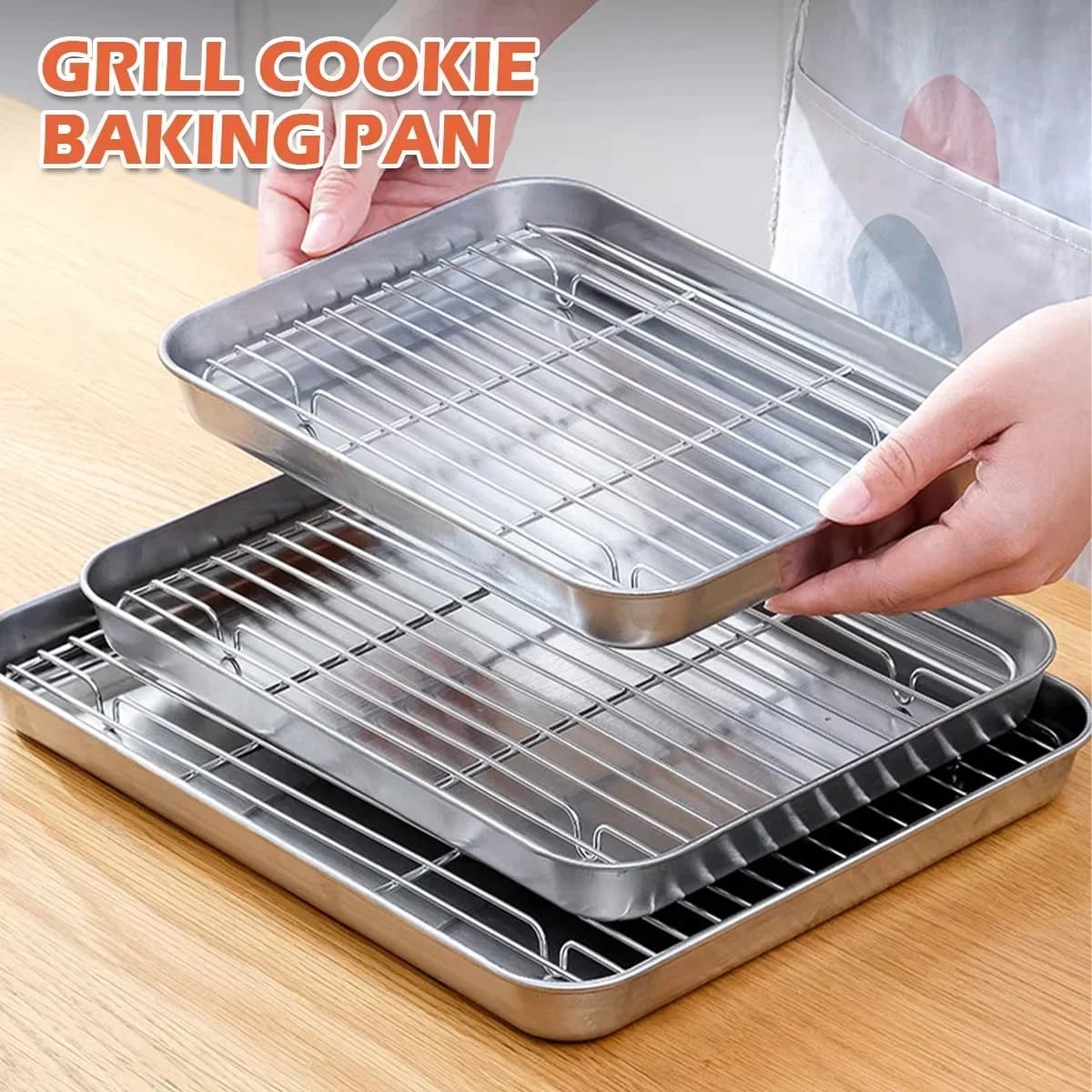 Uunipelti ja ritilä ruostumatonta terästä leivontaan ja grillaukseen