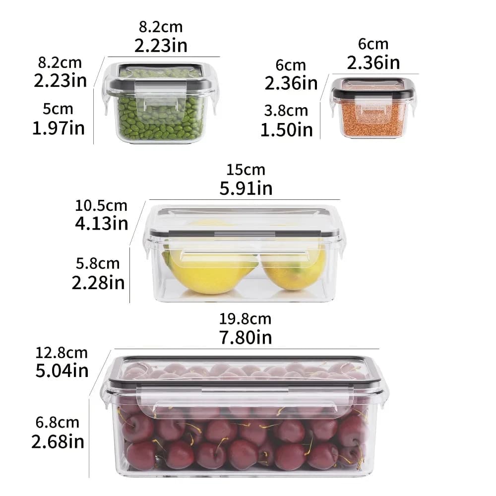 8-osainen ilmatiivis säilytysrasiasetti lukituskannella, BPA-vapaa