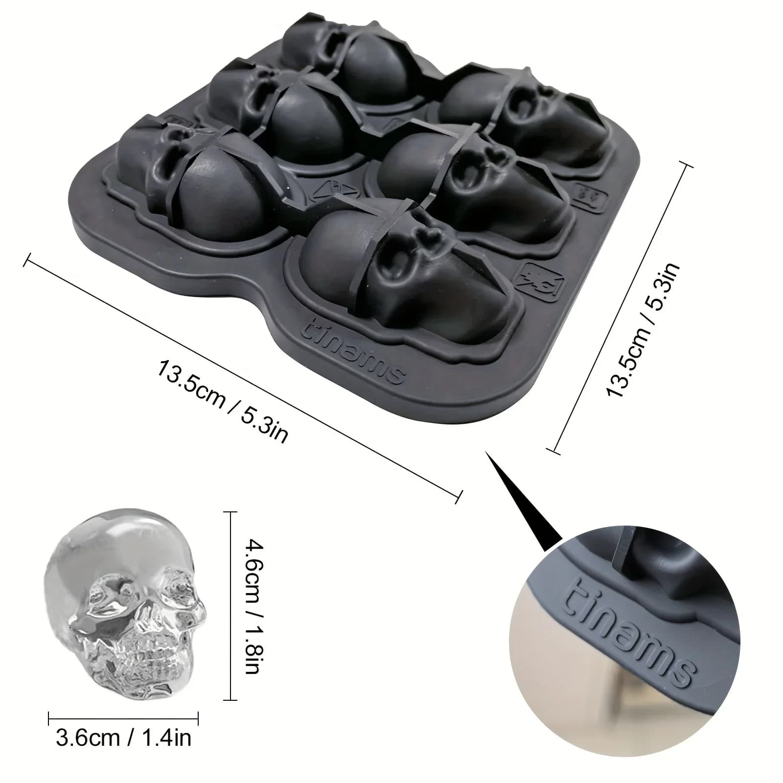 3D-pääkallojääpalamuotti silikonia