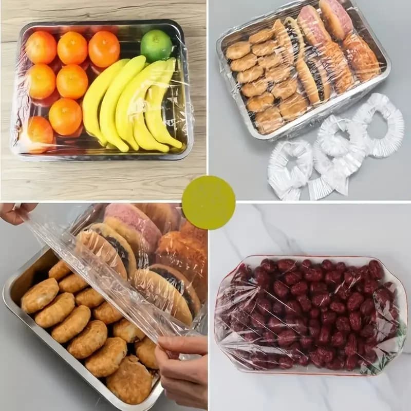 Uudelleenkäytettävät joustavat ruokasuojat, 50 kpl – Joustavat muovihuput ruoan säilytykseen