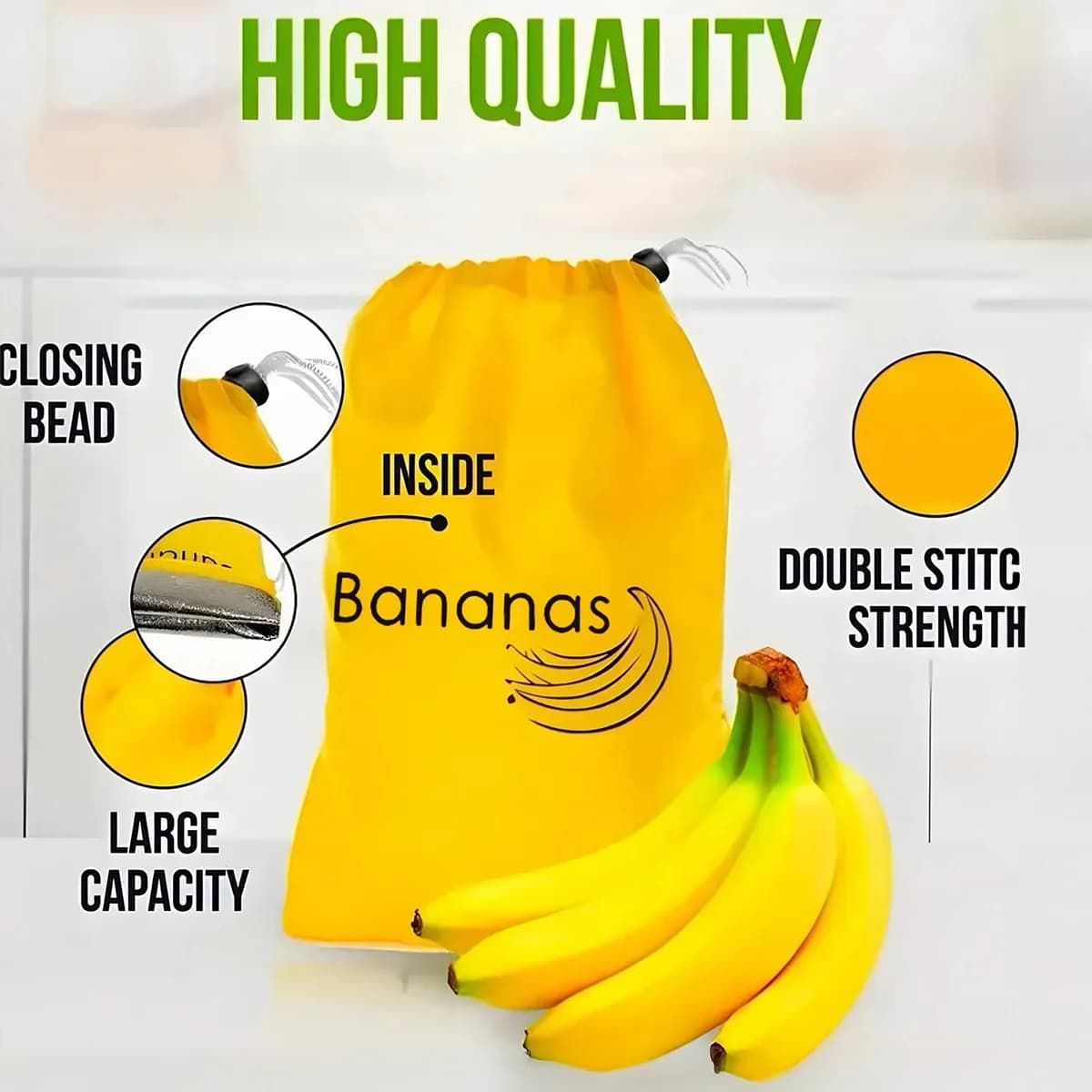 Banaanin ja vihannesten säilytyspussi (1/2/3/5 kpl)