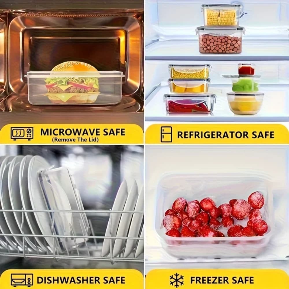 8-osainen ilmatiivis säilytysrasiasetti lukituskannella, BPA-vapaa